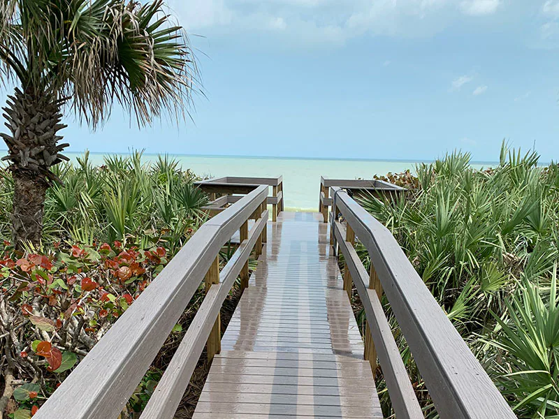 Marine construction crew building a dune crossover boardwalk