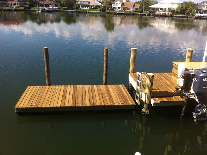 Boat lift cradling a vessel at a private Indian River Lagoon dock