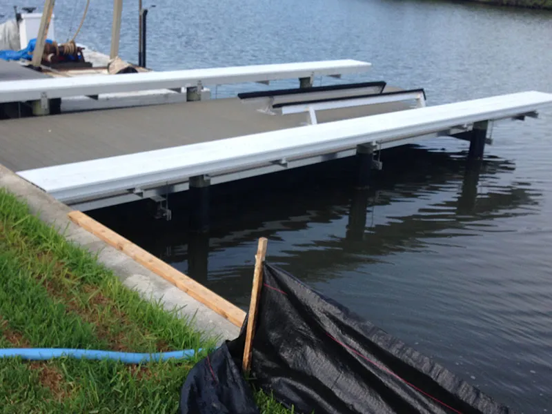 Boat lift installed at a private Indian River Lagoon dock