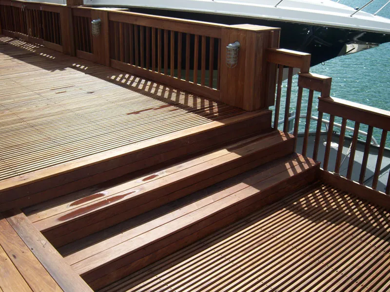 Ipe hardwood decking on a completed residential dock